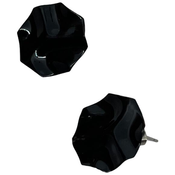 Vintage Black Circle Post Earrings - Picture 5 of 9